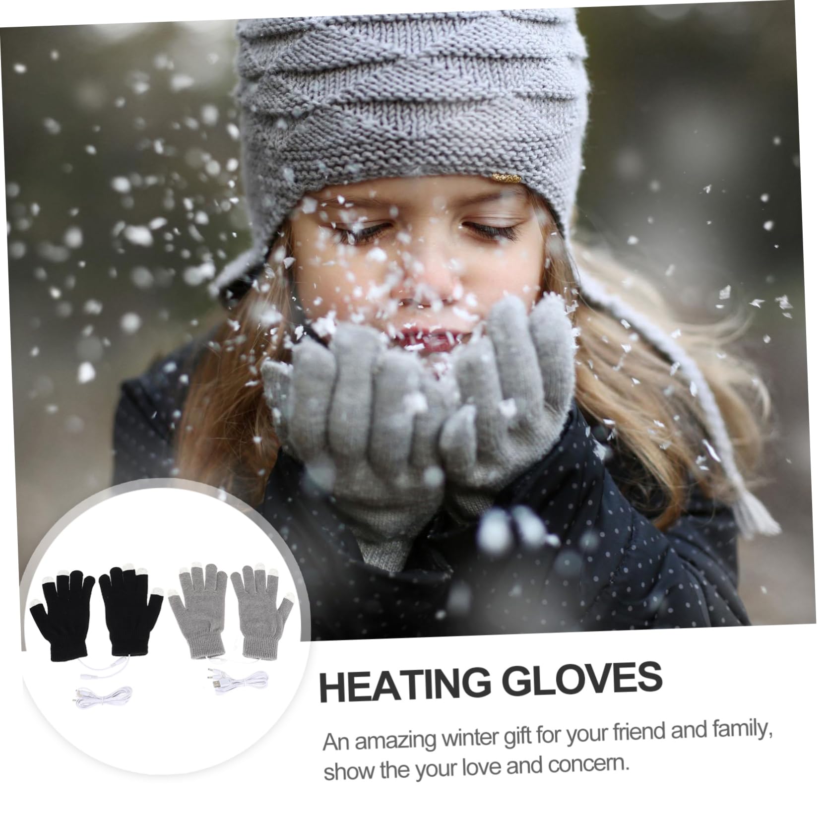 SUPVOX 2Pairs USB Heated Gloves Touchscreen Mitts Winter Warmer for Men Women Portable Lightweight for Use present for Cold Weather