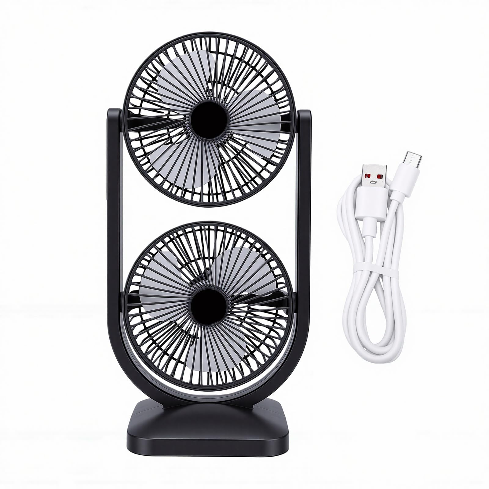 Ventilateur double tête Docooler oscillant à 3 vitesses avec recharge USB