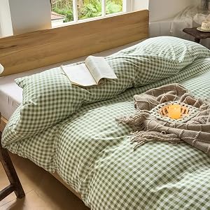 NSNLGSGC Sage Green Gingham Weighted Blanket Cover, 48"x72" | Soft Pre-Washed Microfiber, Plaid Checked, Duvet Cover for Weighted Blanket