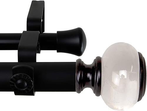 Miniatura 4 de Rod Desyne Barra de cortina doble Lilian de 1 pulgada, 160-240 pulgadas, color negro