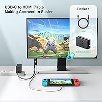 Vista 6 de MANMUVIMO Cable mini HDMI portátil compatible con Nintendo SwitchOLED, 2M6.6 pies, puerto de carga rápida de 100 W, cable adaptador USB-C a HDMI