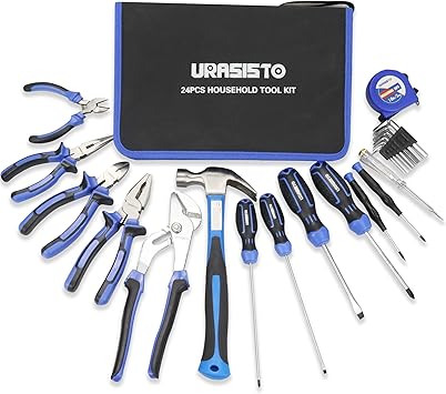 24-Piece Household Tool Kit for Men Repair Hand Tool Set Bag with Hammer, Screwdriver,Pliers, Wrench set with Storage Bag
