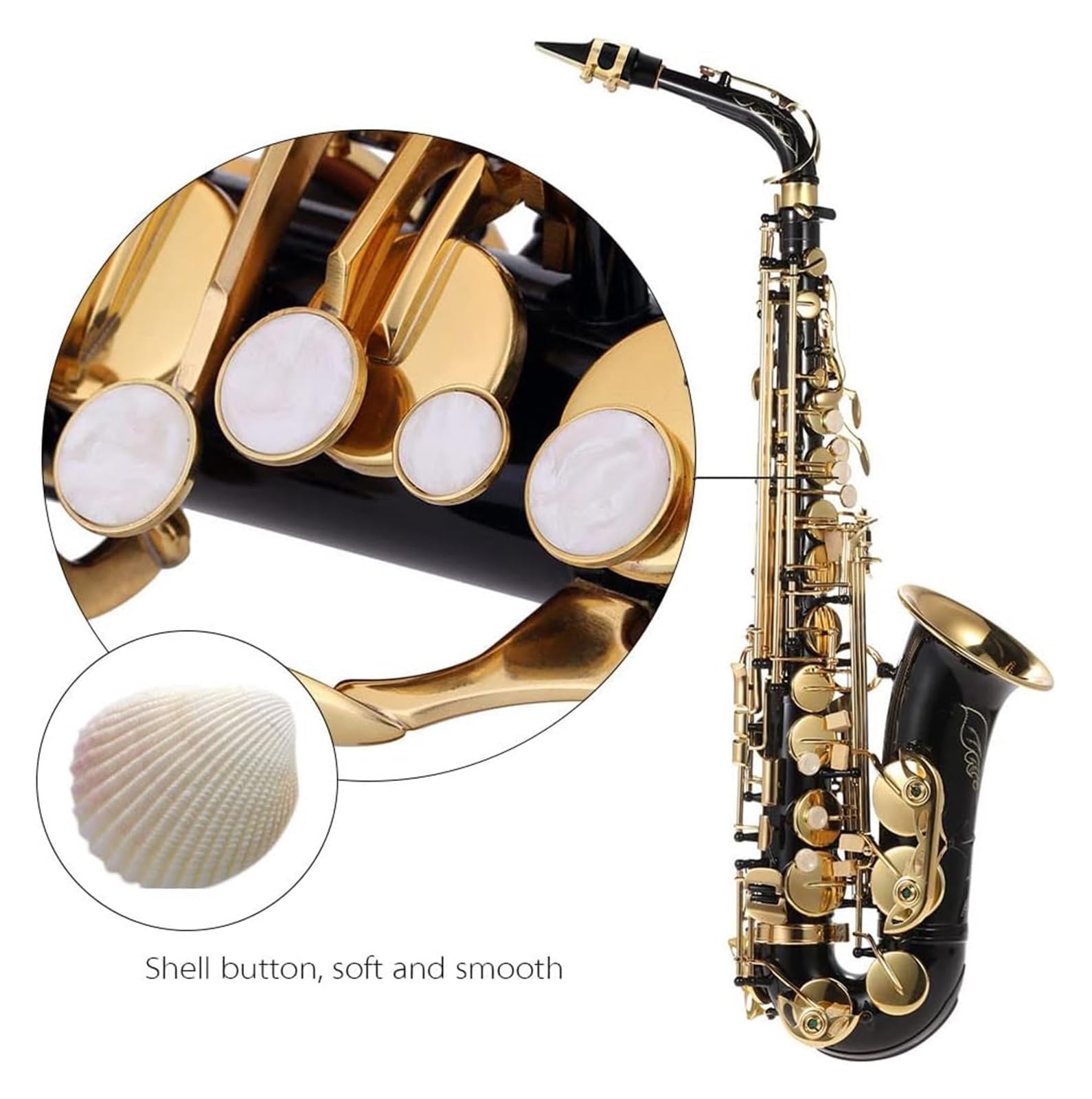 Przyciski muszli, instrumenty muzyczne, saksofon BE Alto phone, Eb Alto Brass Lakierowany Złoty Es Flat 82Z Typ Klawisza Instrument dęty drewniany z ing Brush Tkanina Rękawiczki Pasek Wyściełany futer