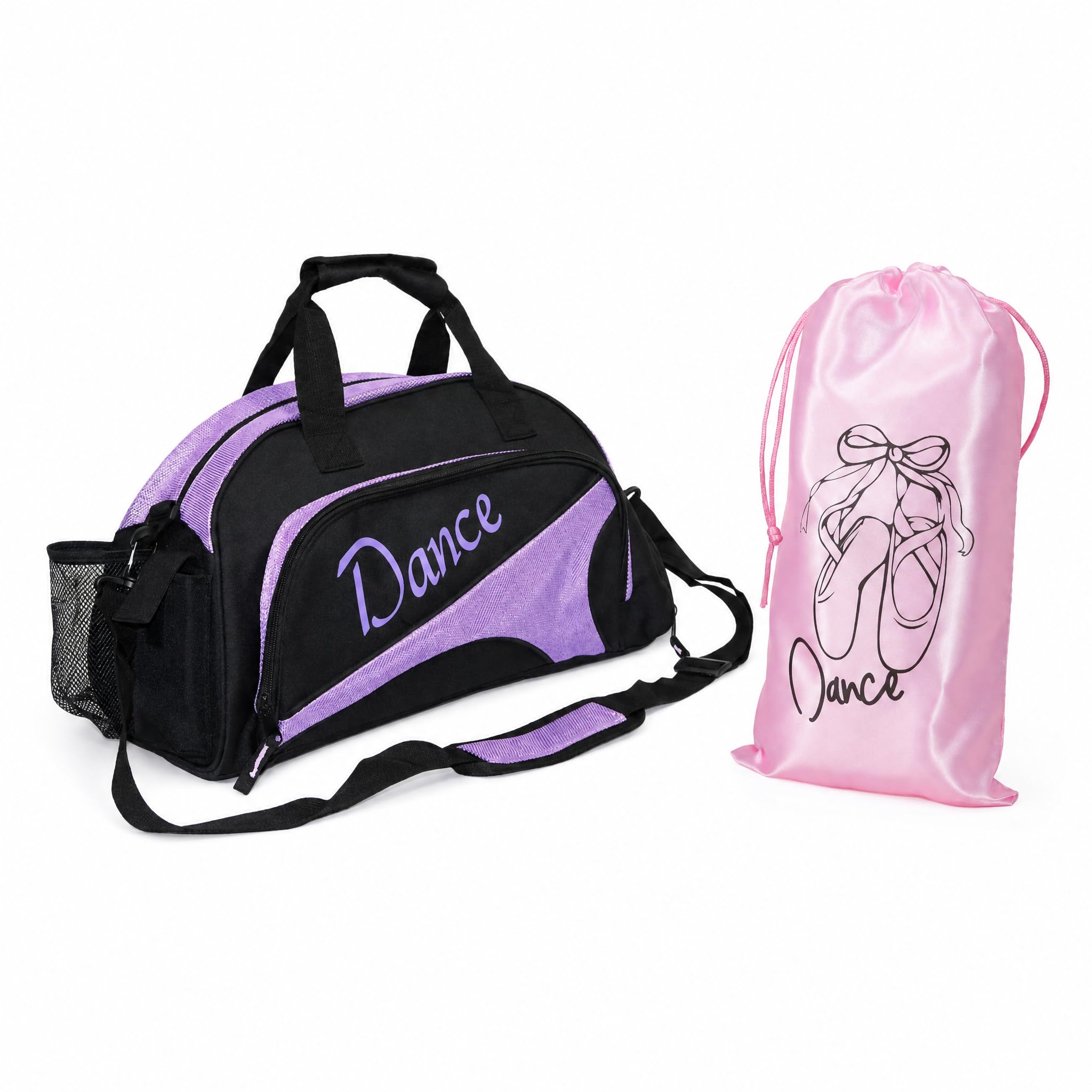 Gralara Tanz Duffle Bag Damen Schuhbeutel Aufbewahrungstasche Gymnastik Tasche Satin Beutel Wochenendtasche mit Schultergurt Doppelkordelzug Komfortabel für T