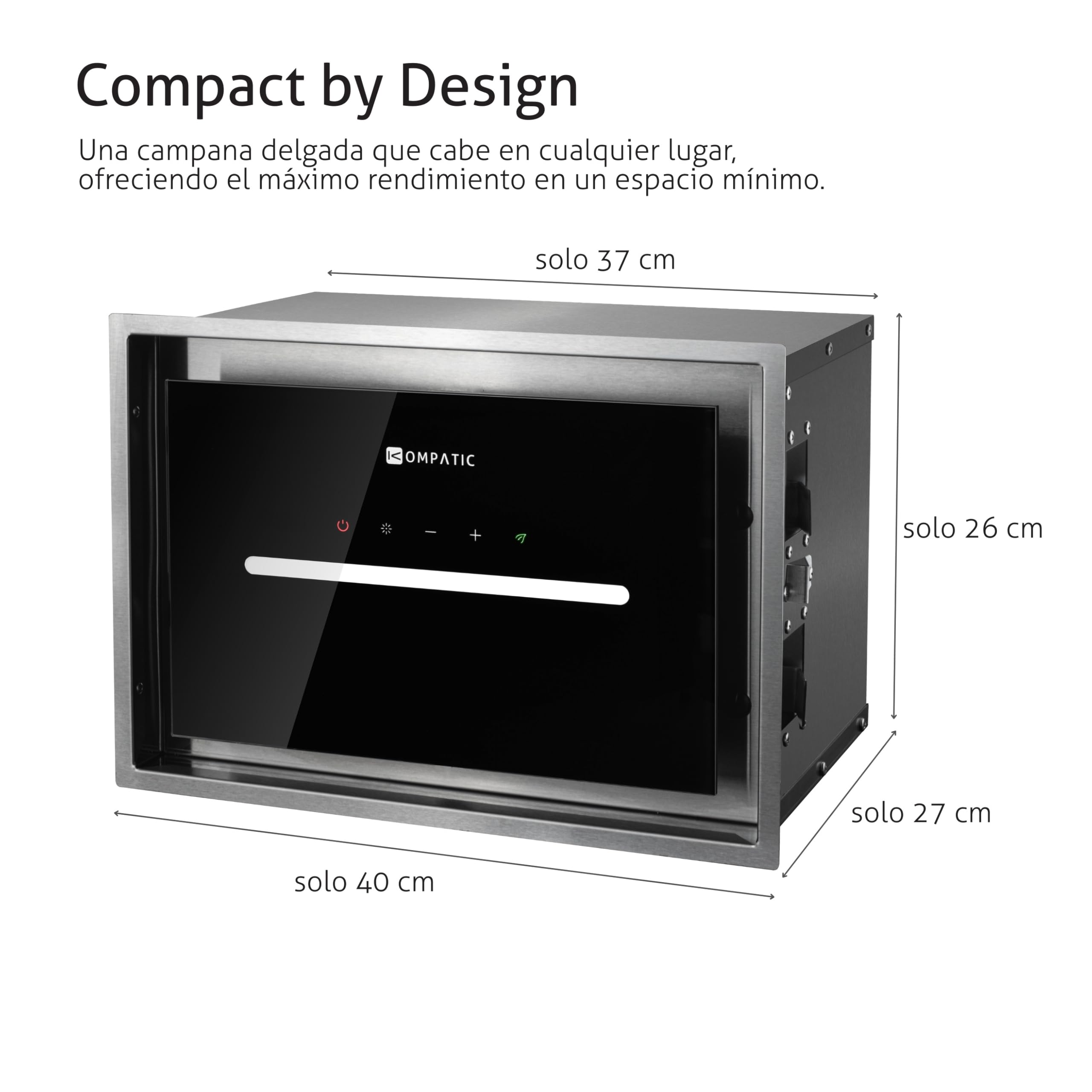 HANA 40 KPHN40BIS Campana Extractora Encastrable, A++, 450 m³/h, Control Gestual, Touch, Mando a Distancia, Modo de Purificación de Aire, LED Regulable, Ajuste Temperatura Color, 40 cm
