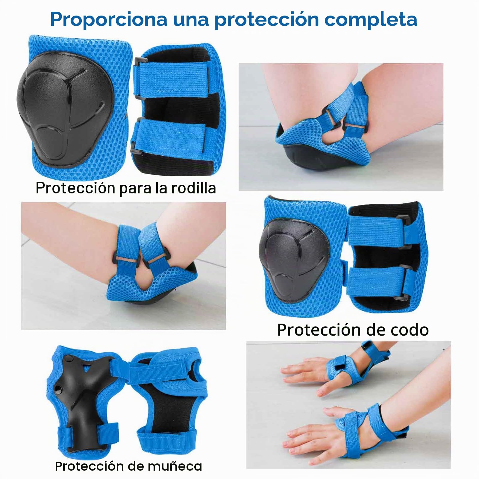 KAMUGO Casco de Bicicleta para niños, Casco para niños de 2 a 8 años, con Equipo de protección Deportivo, Rodilleras, Coderas y muñequeras para monopatín, Ciclismo, Patinete