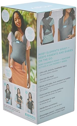 Miniatura 2 de Portabebés Moby Baby Wrap Element para recién nacidos a niños pequeños (8-15kg), portabebés para bebé, diseño ultra ligero y manos libres, ajustable