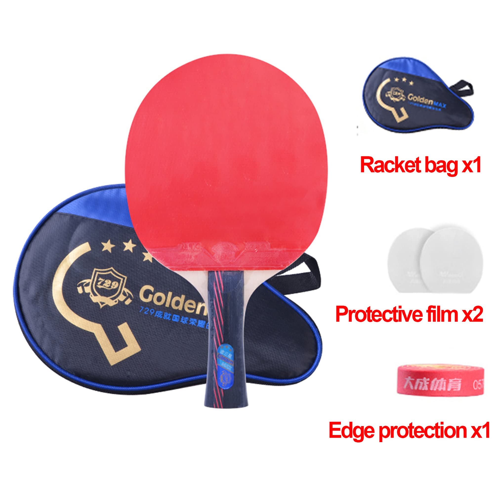 Ensemble de pagaies de ping-Pong, battes de Tennis de Table d'entraînement pour débutants pour activités familiales, poignée Confortable, Caoutchouc ITTF 3 étoiles/poignée Longue