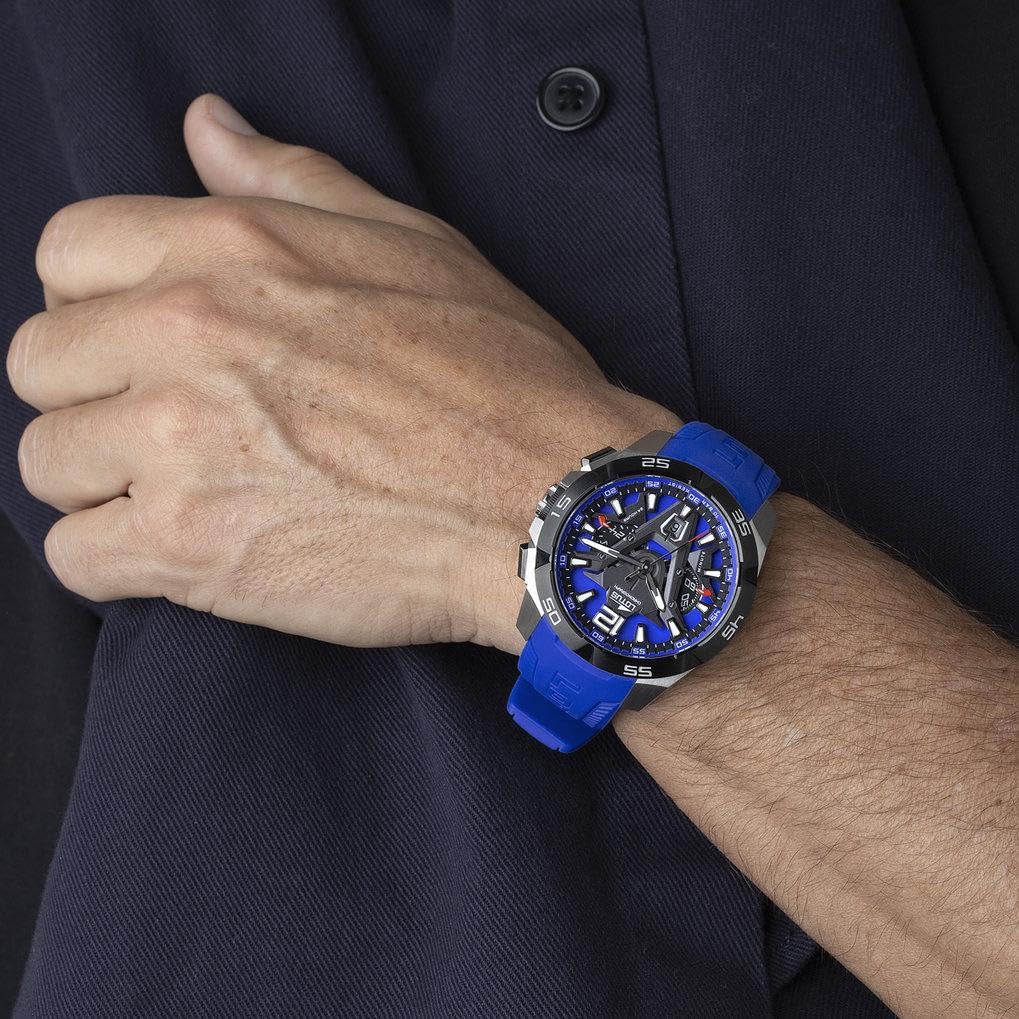 LOTUS Reloj Hombre Analógico de Acero Inoxidable y Caucho Azul