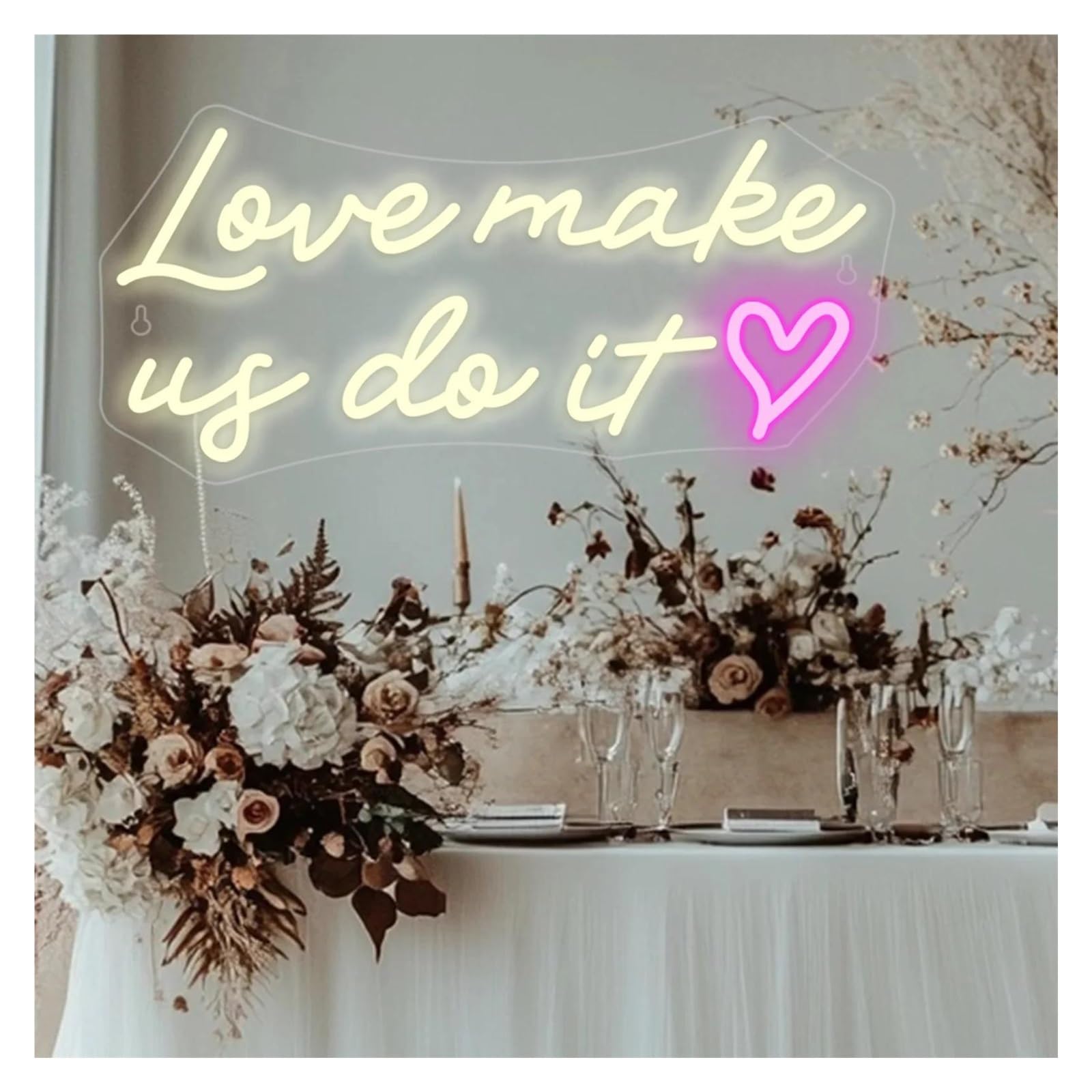 Wiszące neony artystyczne Love Makes Us Do It Neonowa Tablica Na Ścianę Dekoracja Sali Weselnej Ściemnialna Lampa USB 42x20cm(A)