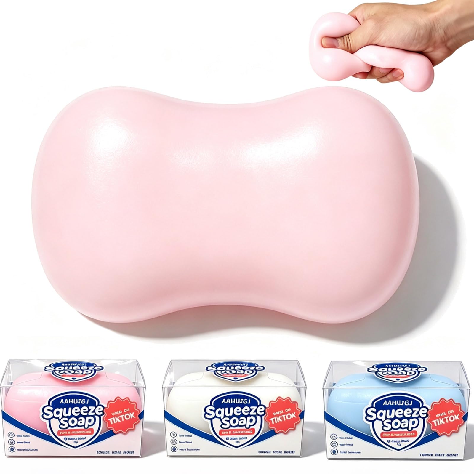 Crunchy Soap Squishy Asmr Bead Filled, Slow Rising Squeeze Fidget Toy, Filled Crunchy Squishy Stress Durable Slow Rebound Portable Sensory Play (Pink)