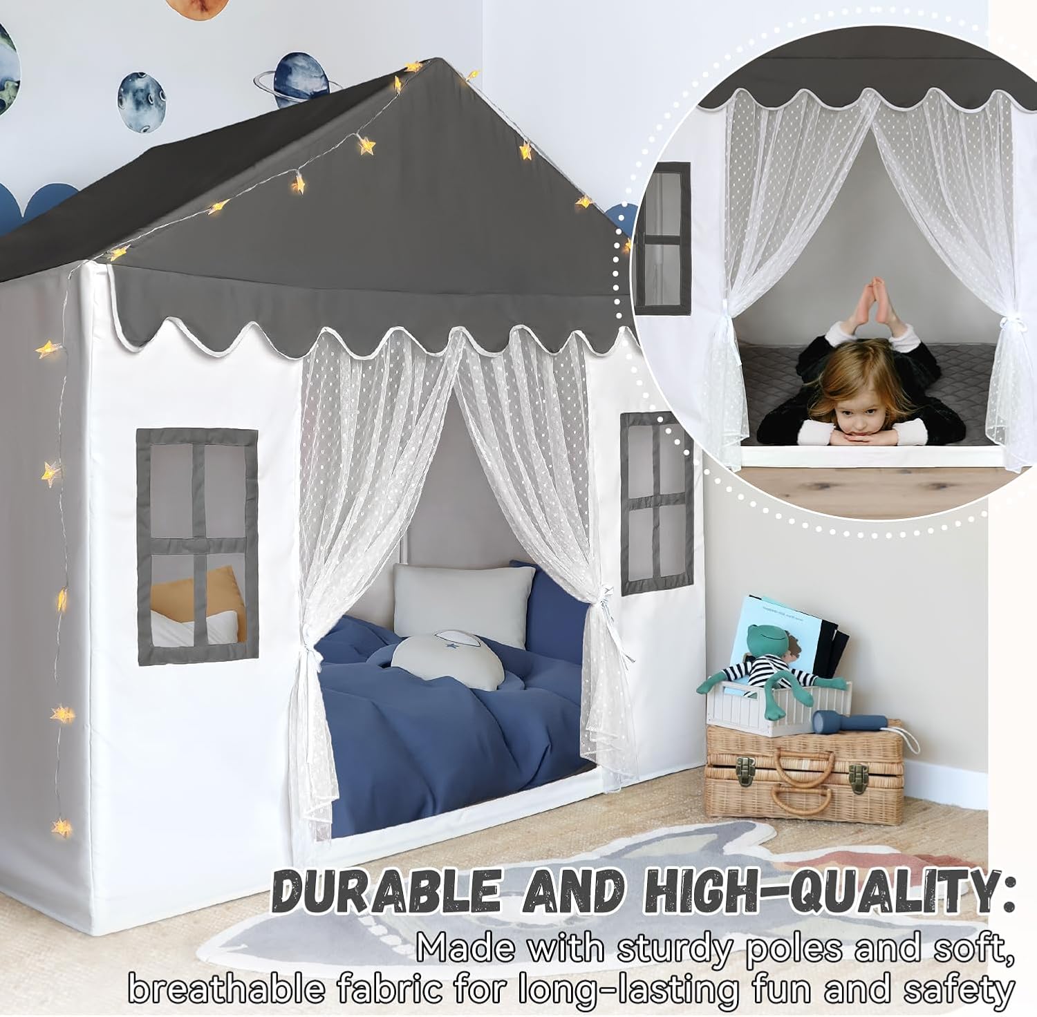 Kids Play Tent with Padded Mat, Kids Tent Playhous Tent, Play Tent for Kids Ages 4-8, Toddlers, Boys Play Tent Play House for Children Tents Toy Birthday Gift