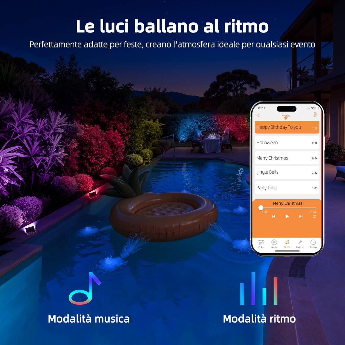 iLC LED Faretto Esterno 80W, equivalente a 800W, Cambio Colore Rgbw, 16 Milioni Colori, Raggruppamento, Timer 8000 lumen, Bianca Calda 2700K, Impermeabile Ip66 (2 pacchi)