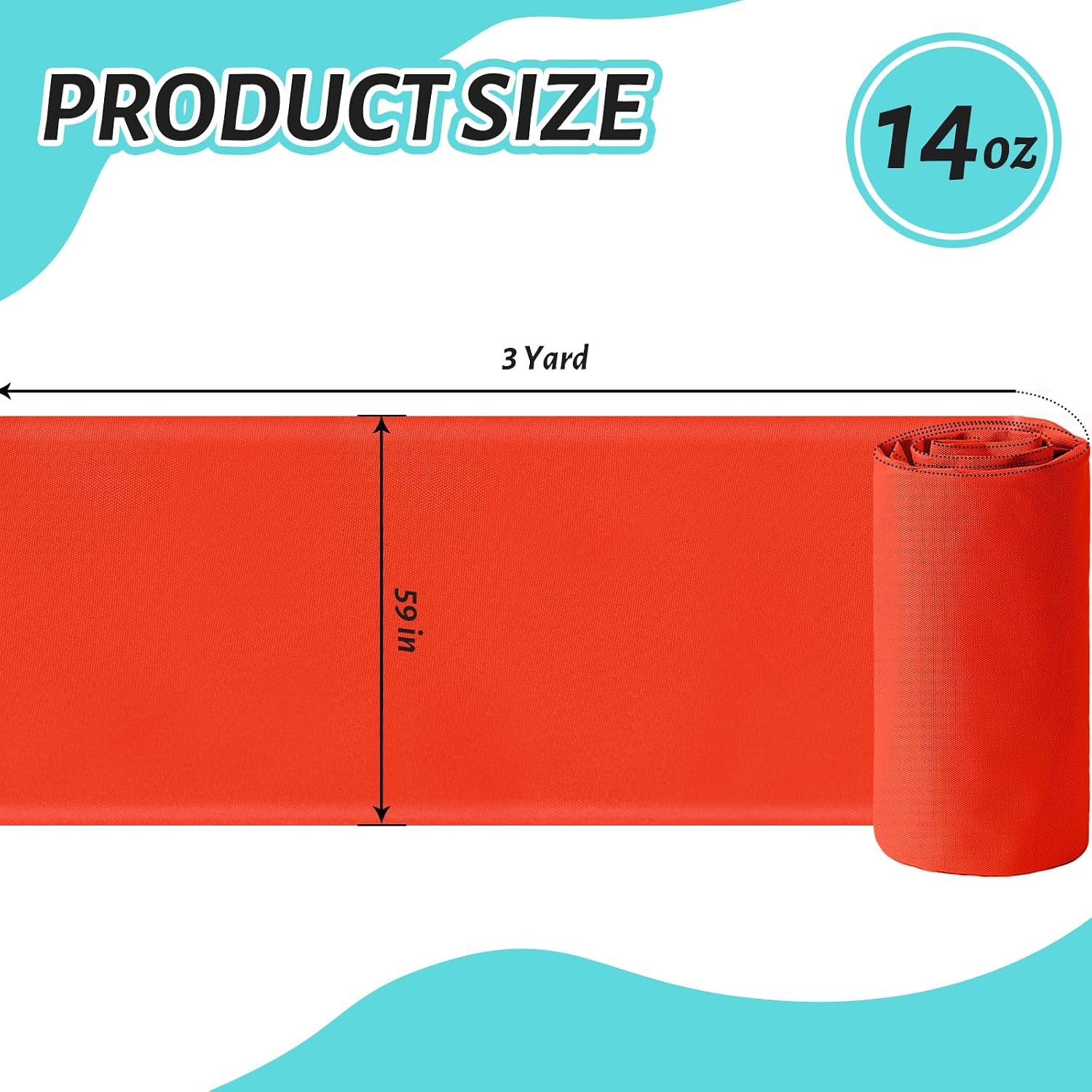 59" W Waterproof Canvas Fabric by The Yard, Upholstery Fabric for Indoor & Outdoor Use (Orange, 3Y-14oz)