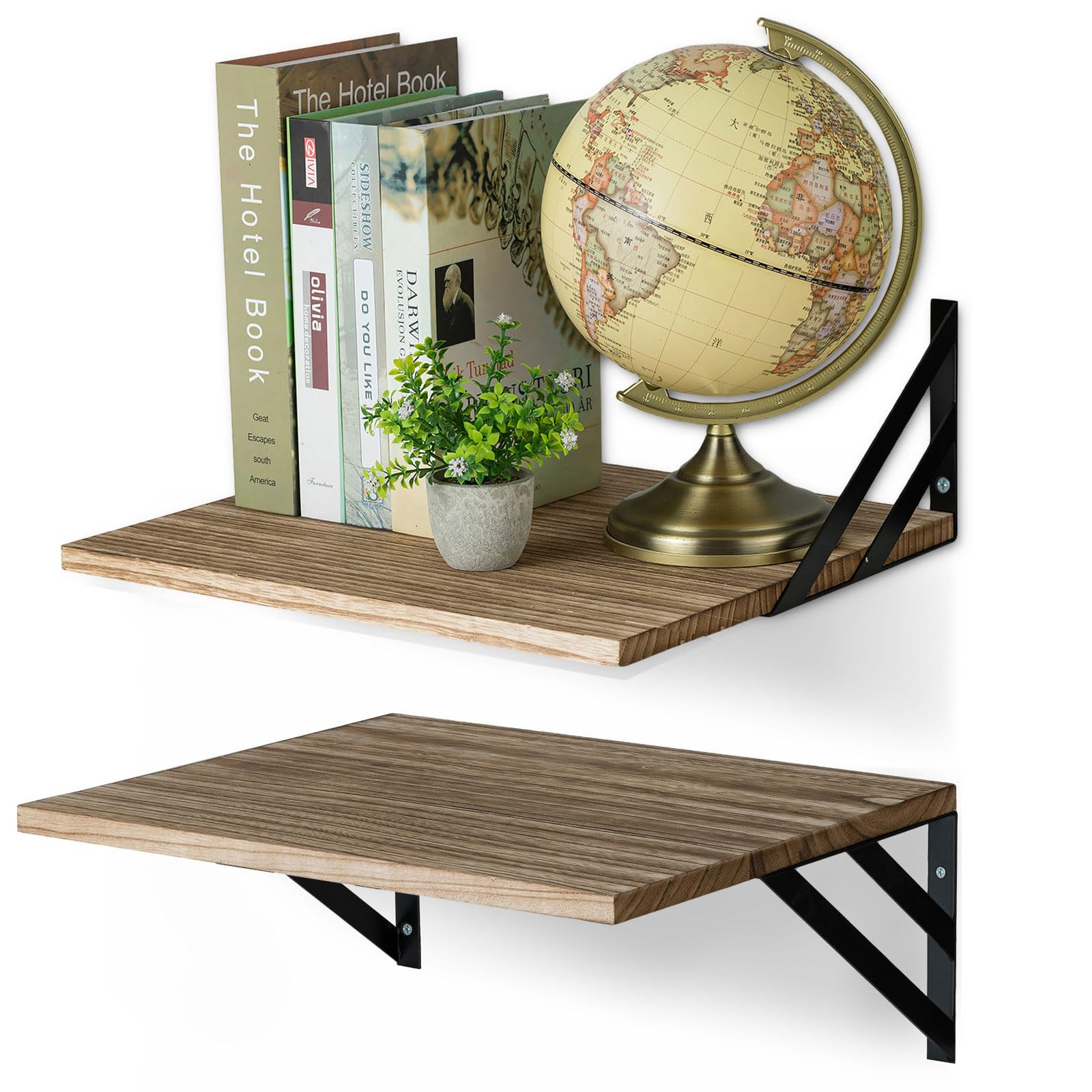 Walasis Large Wooden Floating Shelves for Wall,Light Brown