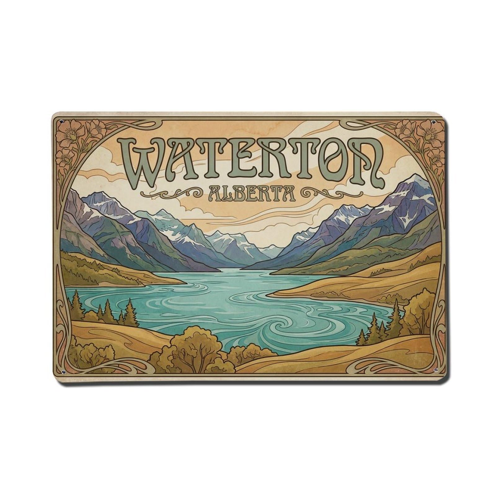 Cxhjca 8X12inch(20X30cm) Retro Travel Canada Waterton Metal Tin Sign