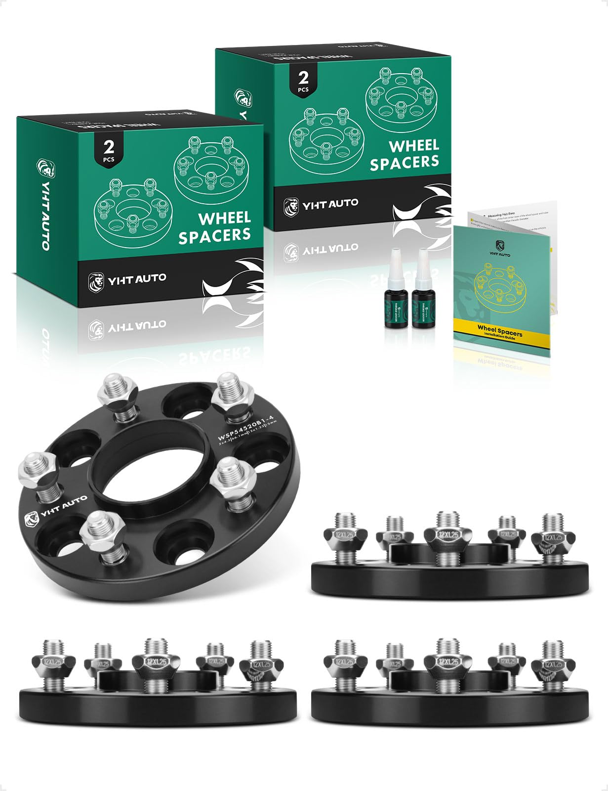 YHTAUTO 5x4.5 Hub Centric Wheel Spacers 15mm Fits Nissan & Infiniti Models, Altima, Sentra, Quest, 370Z, Q50 5x114.3mm Tire Spacers w/ 12x1.25 Studs 66.1 mm Hub Bore 5 Lug 4Pcs Black Wheel Adapter-image-44