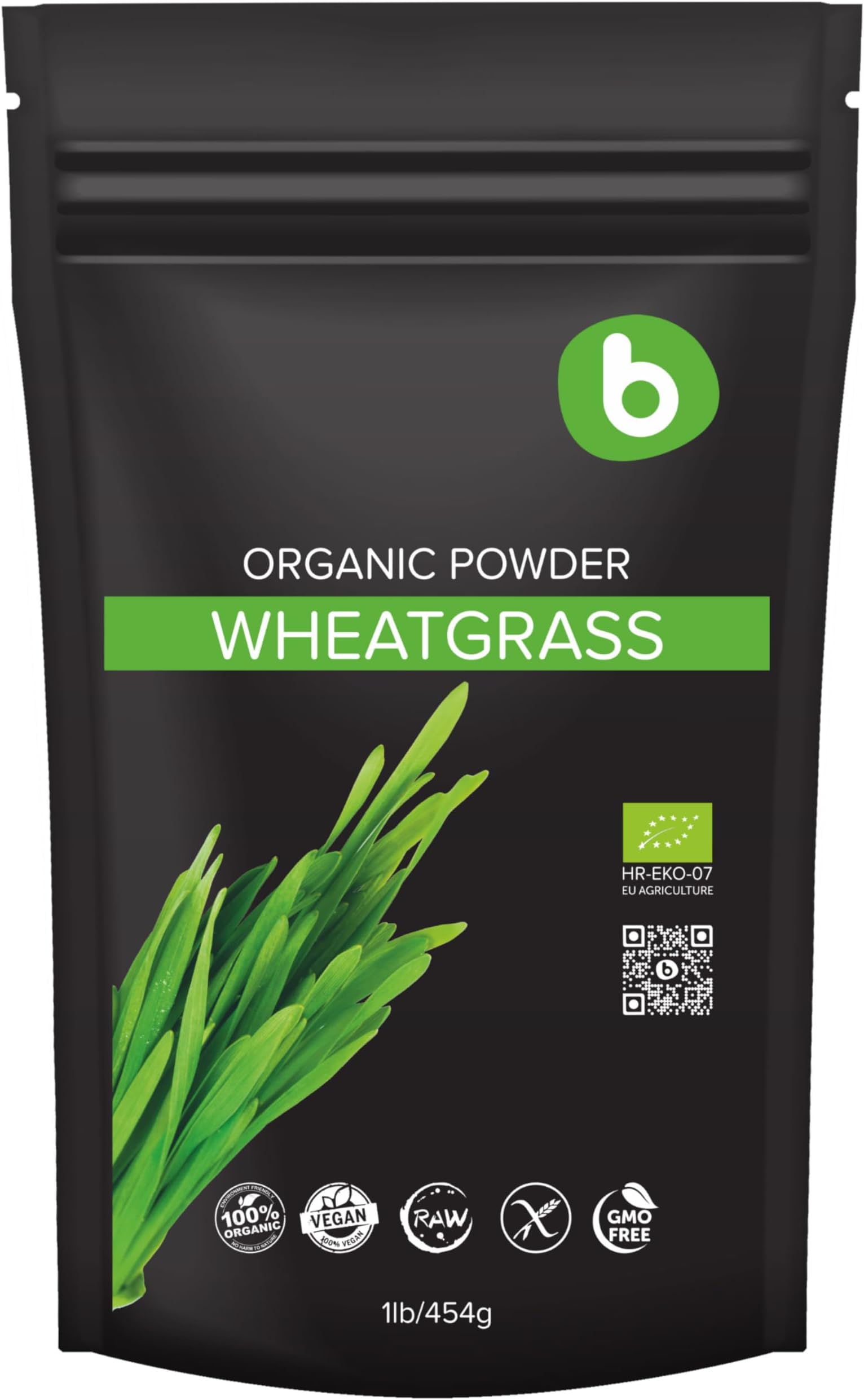 Organic Wheatgrass Powder, for Detox & Immunity Support, Superfood, Vegan, Rich in Fibers, Chlorophyll, Minerals, Gluten-Free, Raw, 1lb