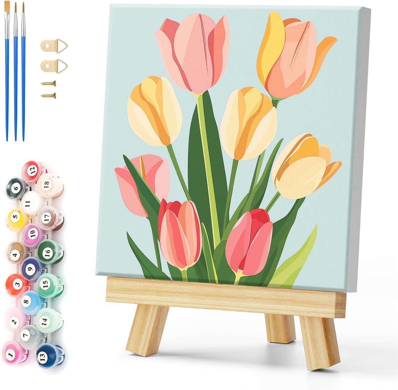 Natuyalo Framed Paint by Numbers for Adults - Colorful Flowers DIY Adult Paint by Number Kits Easy Acrylic Painting by Numbers for Beginners Art Craft Kits for Adults (12x12 Inch, Framed)