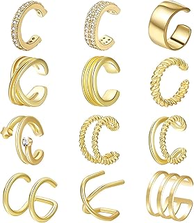 Ear Cuffs for Women Non Piercing Gold Ear Cuff Clip On Earrings for Girls 14K Gold Plated CZ Cartilage Cuff Earrings Fake Piercing Earrings Ear Clips Jewelry