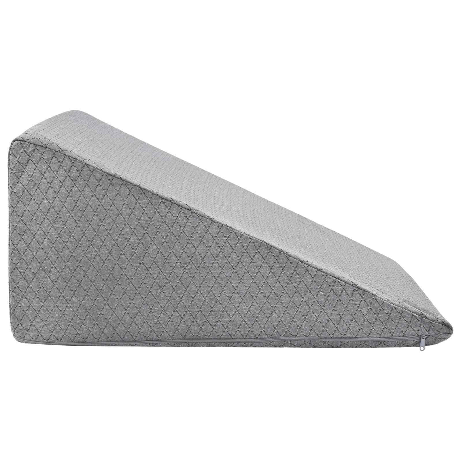 Poduszka na nogi uniwersalna szara pianka Visco, 60 x 50 x 30 cm, ergonomiczna poduszka do spania, pianka memory na plecy, brzuch, na boku, wygodna poduszka pod kark z poszewką z mikrofibry