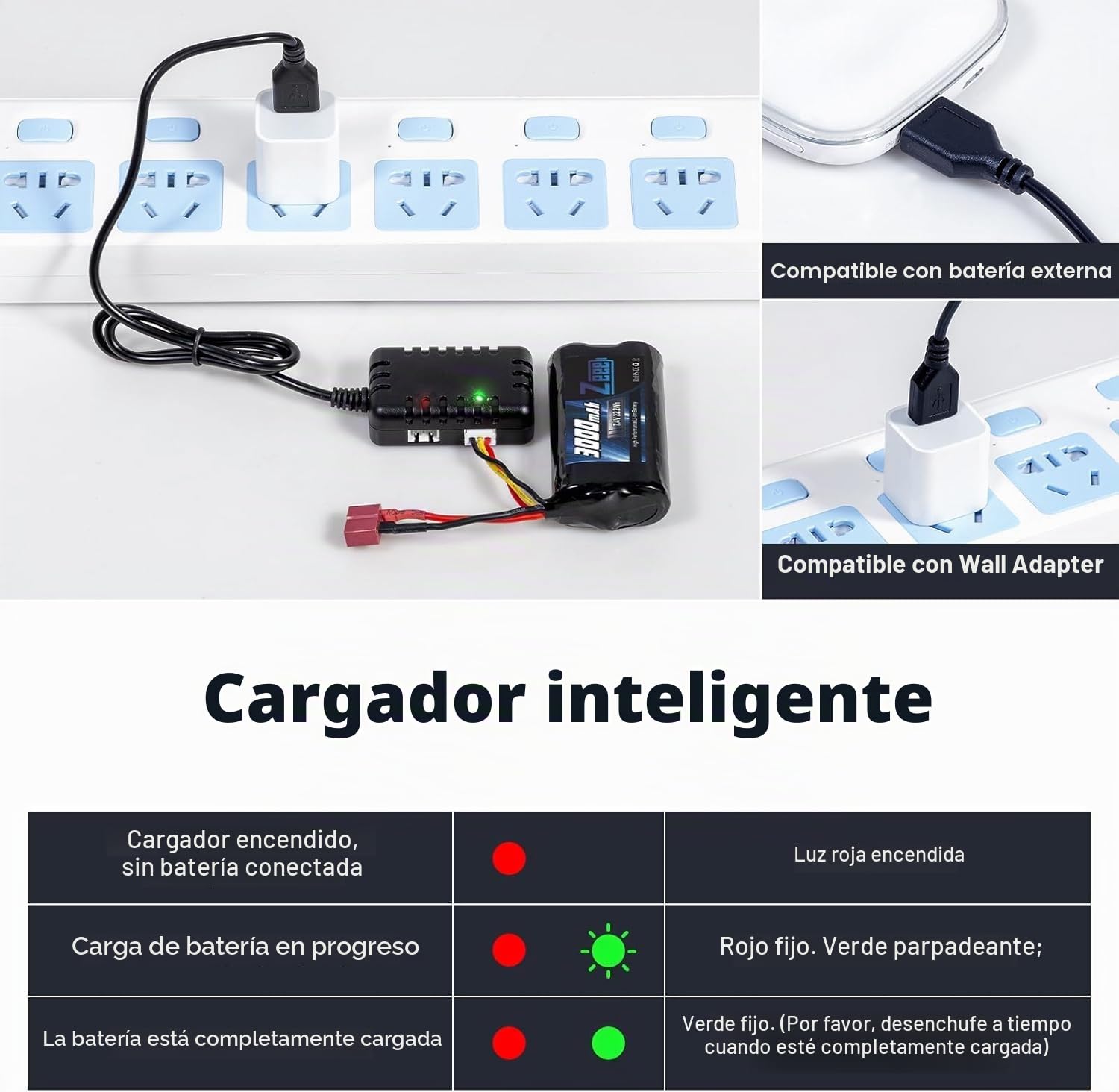 Zeee 2S Batería Li-Ion 7.4V 3000mAh con Conector Deans Batería RC Recargable Compatible con Coche RC de Alta Velocidad 4WD Escala 1/16 Coche RC Barco RC Camiones RC (2pcs)