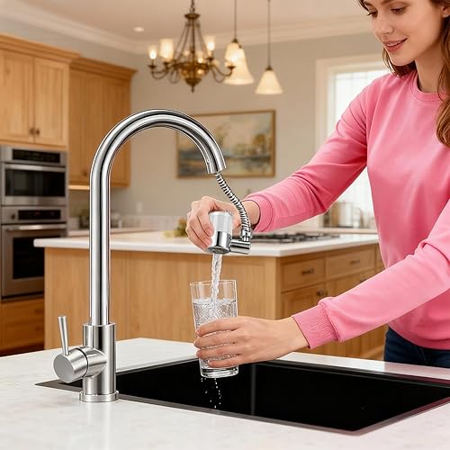Miniatura 8 de Extensor de grifo giratorio de 720, filtro de agua para grifo de fregadero, rociador de 2 modos, purificador de carbono universal para grifo de