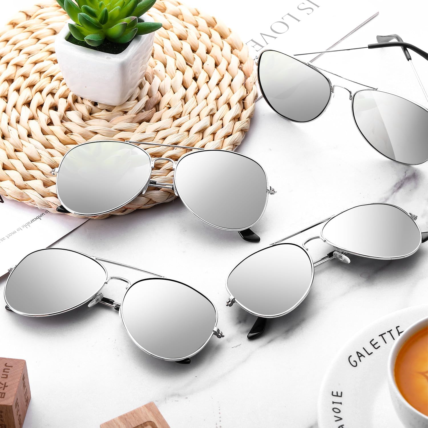 Mepase 50 Pcs Classic Pilot Sunglasses Bulk for Men Women Pilot Polarized Sunglasses Driving UV Proof Metal Frame Sunglasses