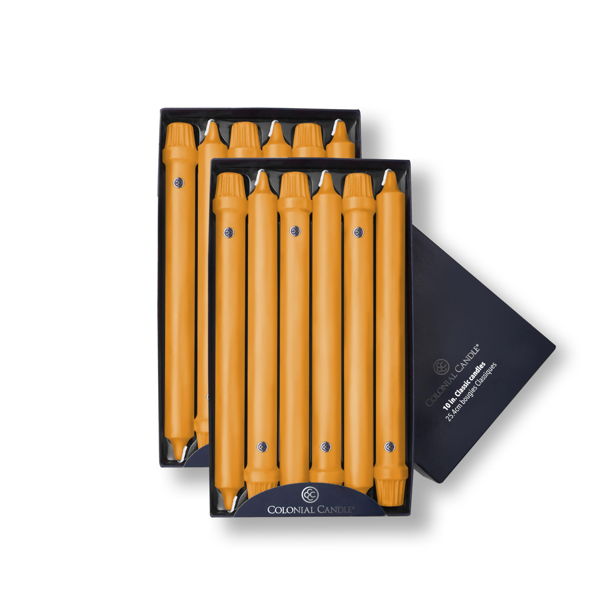 Colonial Candle Unscented Taper Candle, Classic Collection, Caramel, 10 in, Pack of 12 - Up to 8 Hours Burn