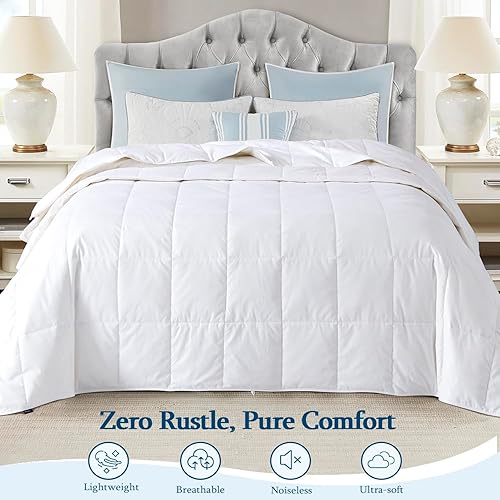 Miniatura 2 de Globon Manta de plumón tamaño individual, edredón de verano extra ligero para personas que duermen con calor, silenciosa y extra suave, peso de