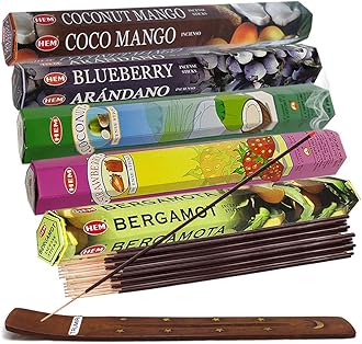 TRUMIRI Hem Incense Sticks Variety Pack #11 And Incense Stick Holder Bundle With 5 Unique Fruity Fragrances