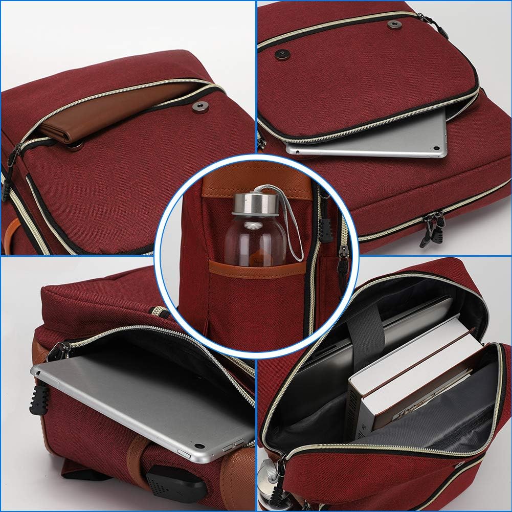 Flаѕh Dеаlѕ - 70% оƒƒ Modoker Upgraded Vintage Laptop Backpack College Bag Gifts for Women Men, Slim Travel Backpack School Bookbag with USB Charging Port Casual Rucksack Daypack Fits 15 Inch Notebook, Red Suреr Brаndѕ Modoker Upgraded Vintage Laptop Backpack College Bag Gifts for Women Men, Slim Travel Backpack School Bookbag with USB Charging Port Casual Rucksack Daypack Fits 15 Inch Notebook, Red