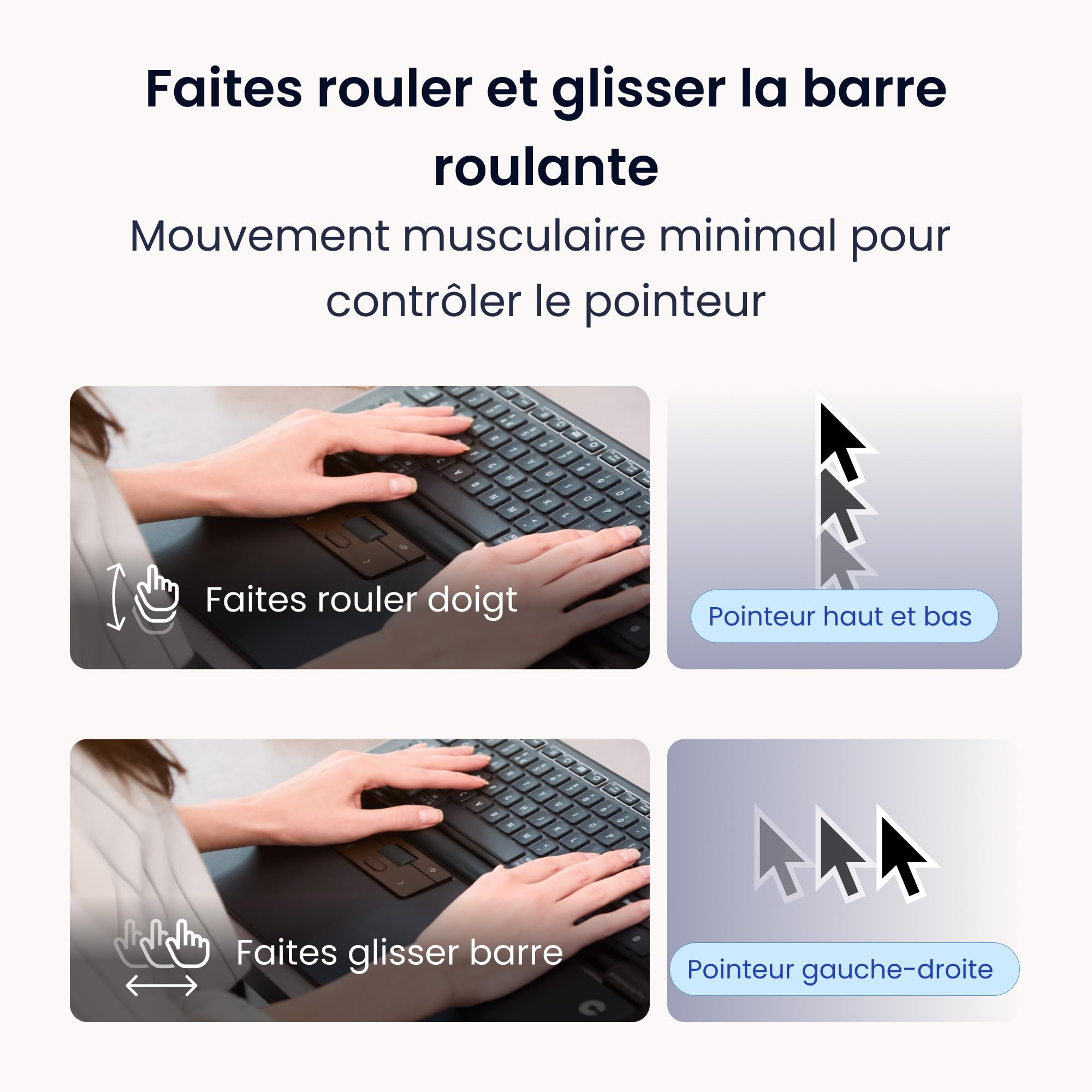 RollerMouse Pro Slim – Souris Ergonomique pour soulager Les douleurs au Cou, aux épaules et aux Poignets | Barre de roulement Centrale | Repose-Poignets en Cuir végétalien | 600 à 2800 DPI | Filaire