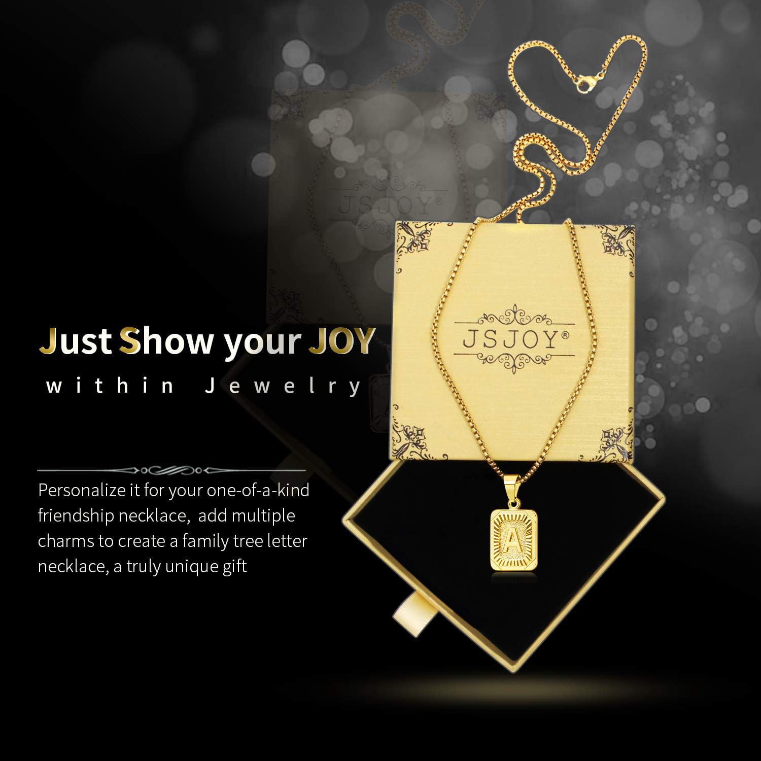 JSJOY Valentines Day Gifts Gold Initial Necklaces for Women Men Gold Letter Necklaces 26 Capital A-Z Letter Pendant Necklace for Women Square Monogram Necklace for Her Graduation Gifts 2026 - Image 6