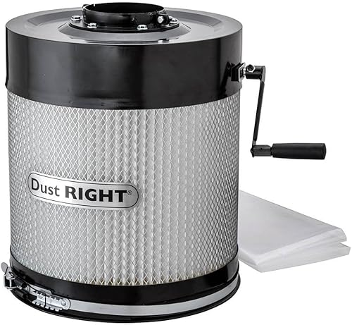 Dust Right - Colector de polvo de montaje en pared de 650 CFM, 1 micrón, filtro de recipiente para sistema de recolección de polvo portátil, control