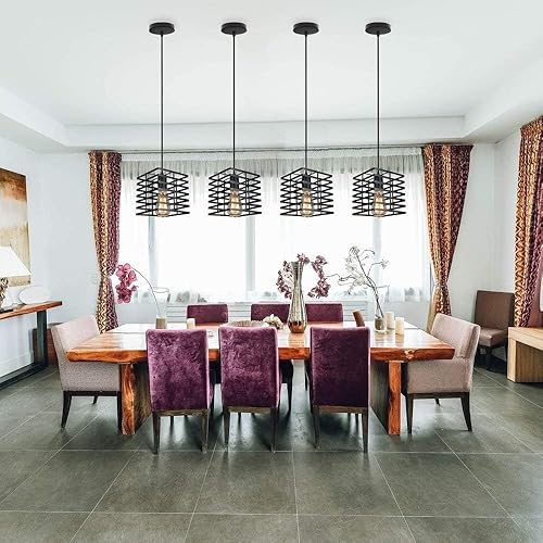 Miniatura 4 de Lámpara colgante ajustable de estilo industrial para el hotel de la sala de conferencias del loft del café - diseño elegante de la jaula del metal