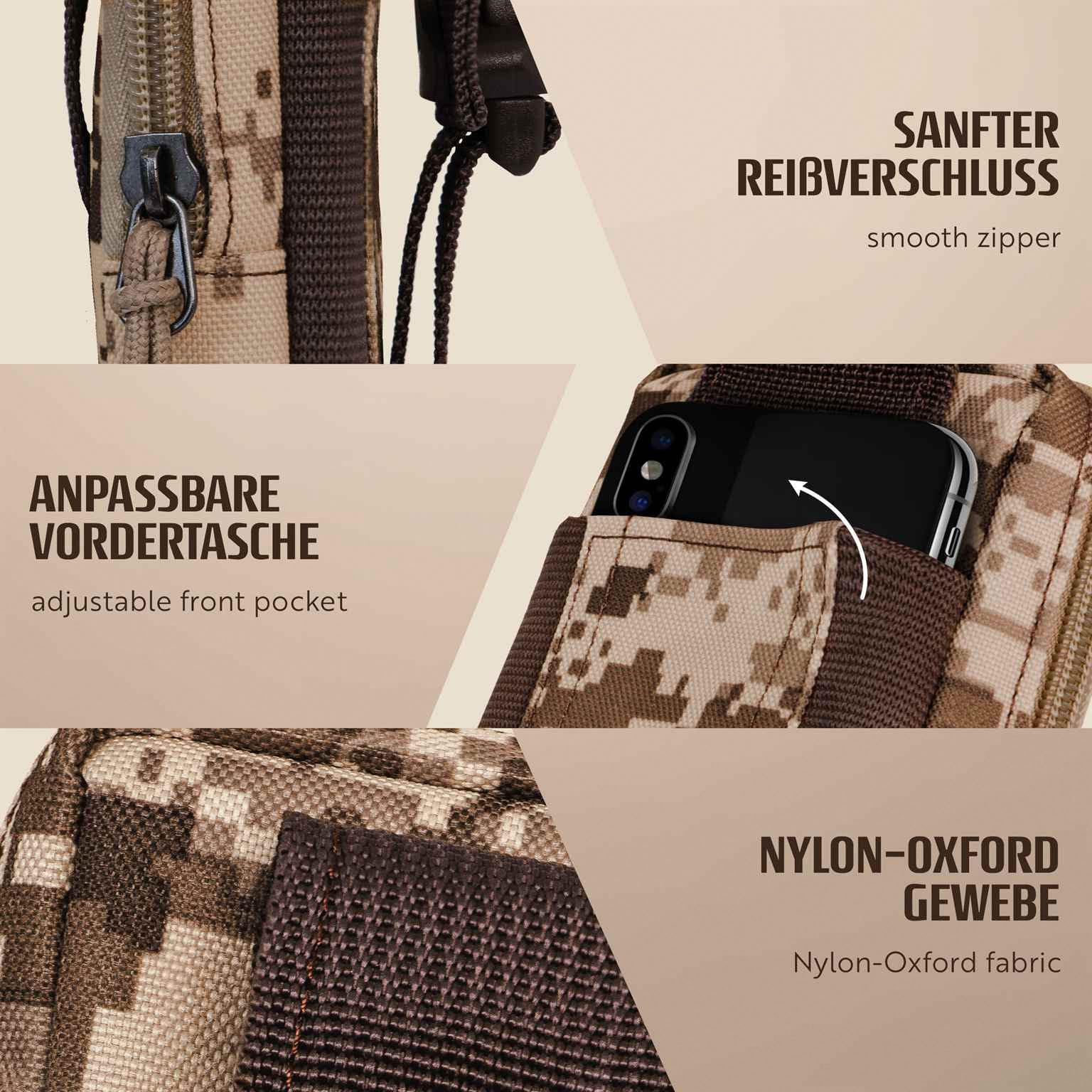 ONEFLOW Survival Case do OnePlus Nord 6 pokrowiec na pasek z nylonu z karabińczykiem, taktyczna torba EDC z uchwytem na pasek, etui na telefon komórkowy, outdoorowa torba na telefon komórkowy, brązowy