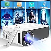 2023 Newest Projector, Wielio Native 1080P 15000 Lumen 4K Portable Home Video Projector with Wifi and Bluetooth Compatible with Iphone Android Phone Smartphone/TV Stick/PS5/PC/Laptop