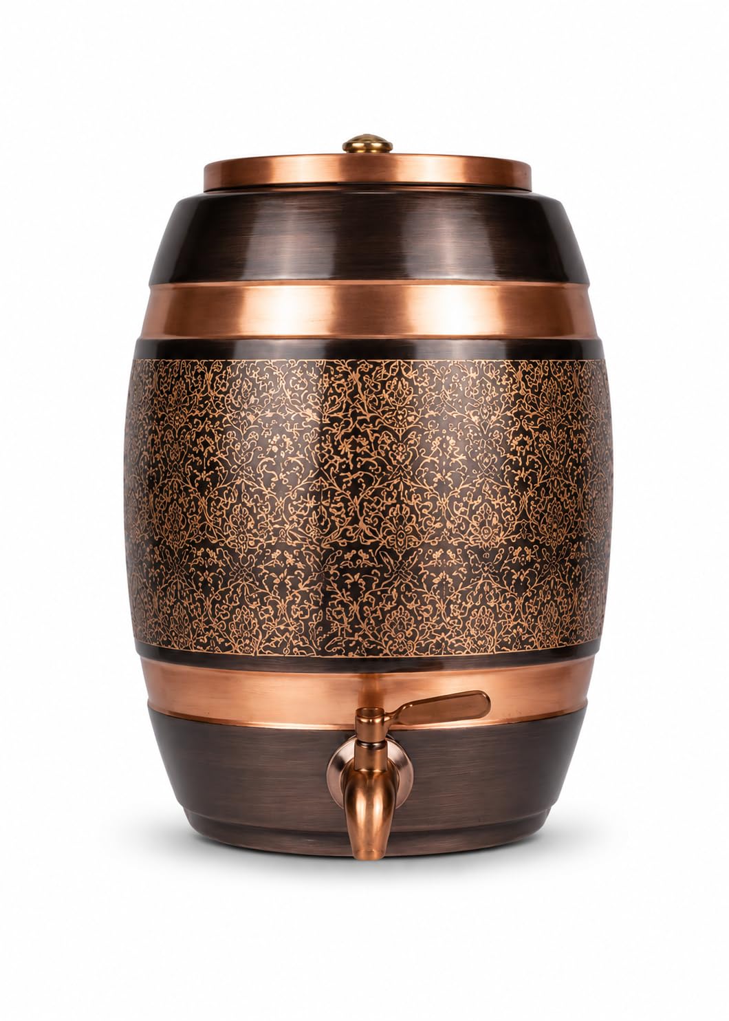 Copper Water Dispenser Antique Etching Barrel Dispenser, Handmade Decorative Copper Matka for Home Kitchen Dining Table, Storage Dispenser with Tap, Traditional Indian Drinkware SDM08AE-image-10