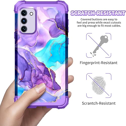 Miniatura 5 de Funda para Galaxy Note 20, tres capas de plástico duro resistente a prueba de golpes y silicona suave híbrida contra caídas, para niñas y mujeres