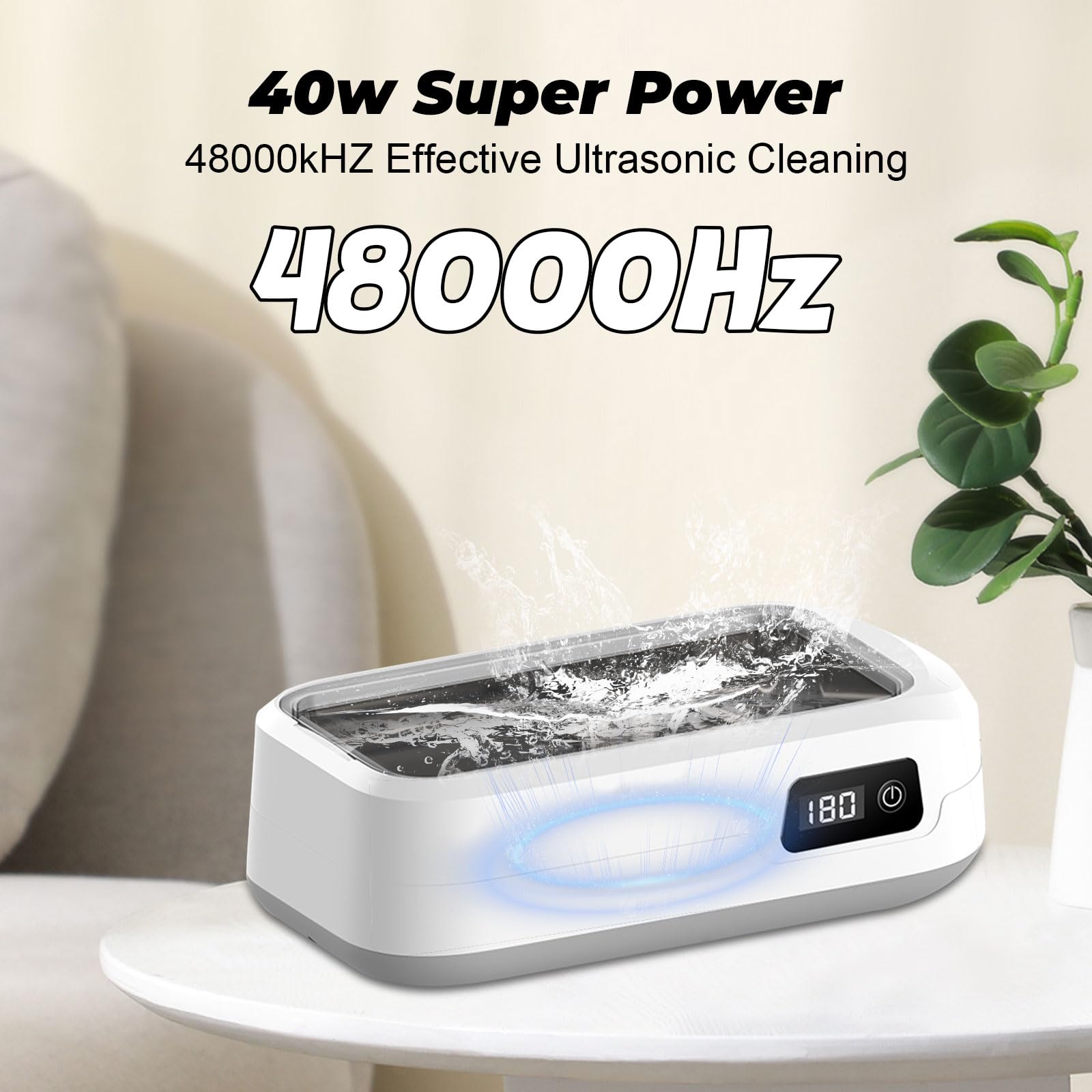 mumisuto Ultradźwiękowy środek czyszczący 640 ml, 48000 Hz, głębokie czyszczenie 360°, ultradźwiękowa pralka z 4 trybami czasu, ultradźwiękowy środek czyszczący do okularów, zegarków, biżuteria