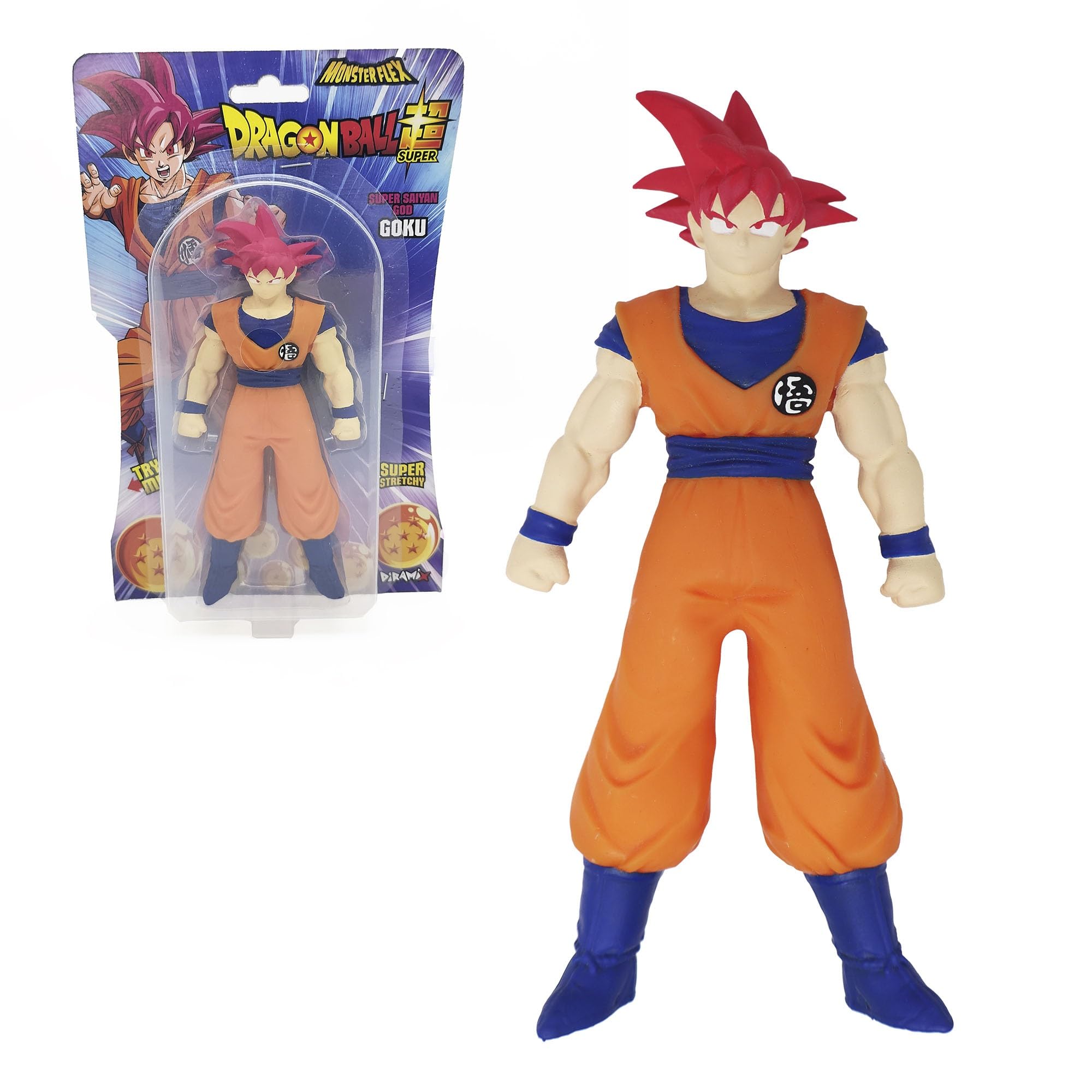 Bizak Monsterflex Dragon Ball Goku Super Saiyan God Figurka Super Wysuwana Elastyczna Lalka 18 cm 8 do kolekcjonowania dla dorosłych fanów kolekcjonerów i dzieci od 6 lat (64390230-26)