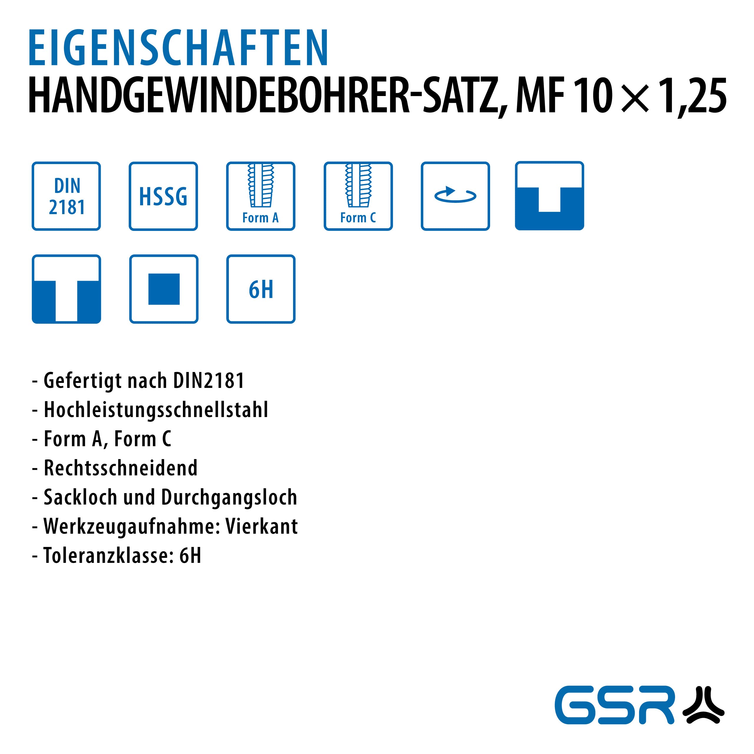 Image secondaire de Jeu de Tarauds Professionnel M10 x 1,25 HSSG - 2 Pièces