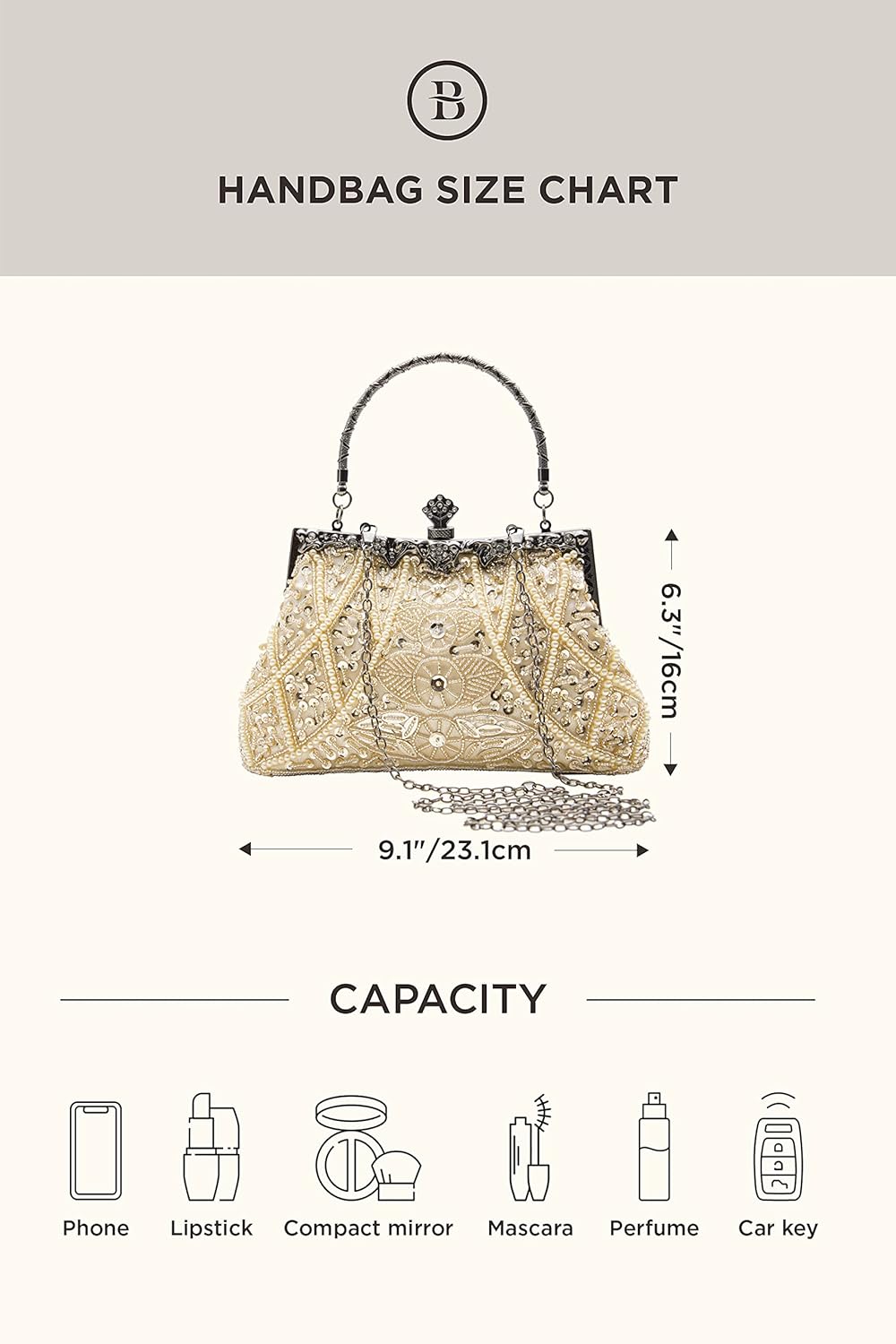 BABEYOND Evening Clutch Purses for Women - Vintage Evening Bag Accessories for Women Gatsby 1920s Beaded Sequin Pearl Clutch - Image 7