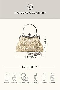 BABEYOND Sac De Soirée Pour Femme Avec Perles Blanches - Sac