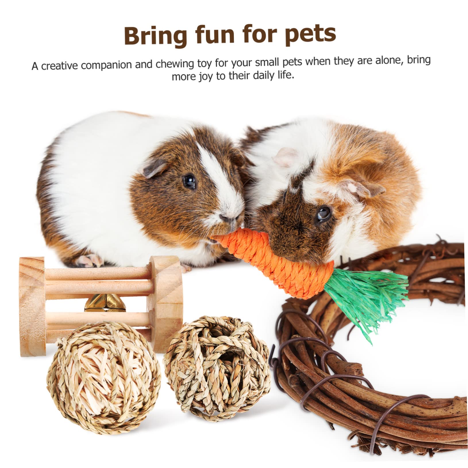 Supvox 3stücke Hamster Spielzeug Set Molar Rattan-bälle -Sticks Karotten-kauartikel Für Kleintiere Für Hamster Ratten Und Mäuse Sicheres Natürliches Material Teilig