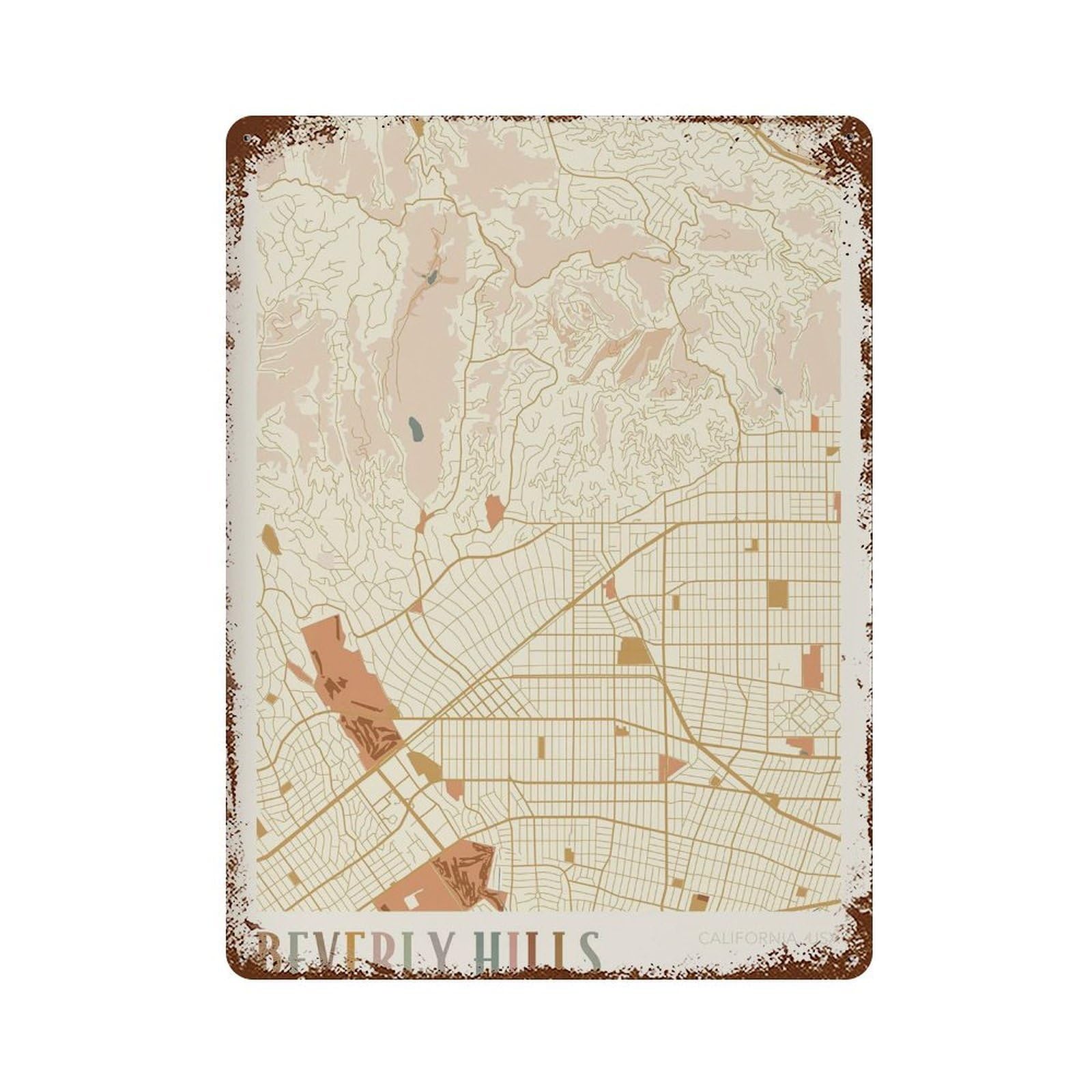 xiaoxiaoshen Beverly Hills Map California Travel Gift Boho (2) Wall Decor Art Metal Tin Poster Modern Home Decor Art Home Bar Shop Decorations Vintage Sign 40x30cm
