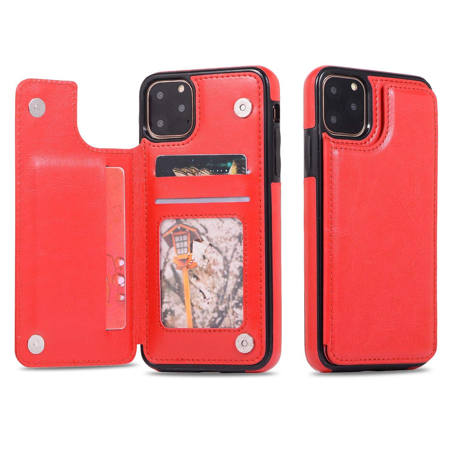 Étui iPhone 12 en cuir rouge idéal pour vos sorties quotidiennes sans portefeuille