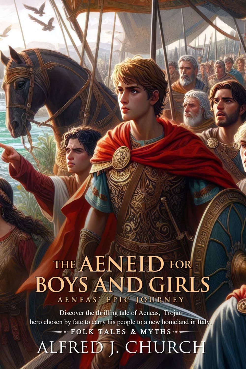The Aeneid for Boys and Girls (Illustrated, Annotated): Aeneas flees burning Troy and begins the adventure that leads to the founding of Rome.