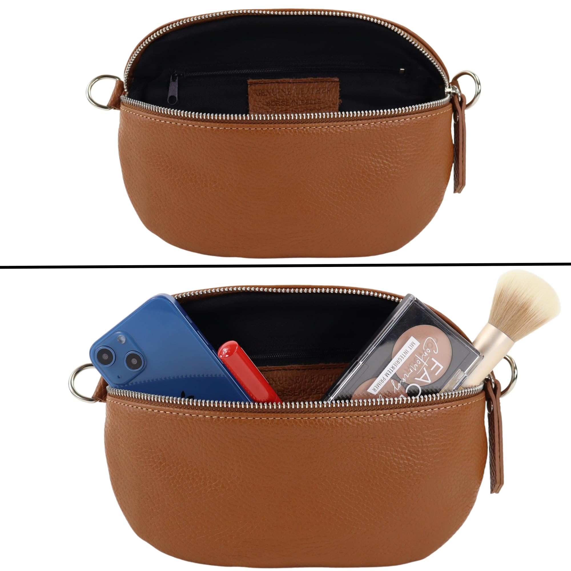 Blade Bauchtasche Damen Echtleder, stylische Gürteltasche Damen mit 2 gemusterten und Leder abnehmbaren & verstellbaren Breiten Gürteln, Crossbody Bag Damen, Hochwertige Brusttasche für Frauen